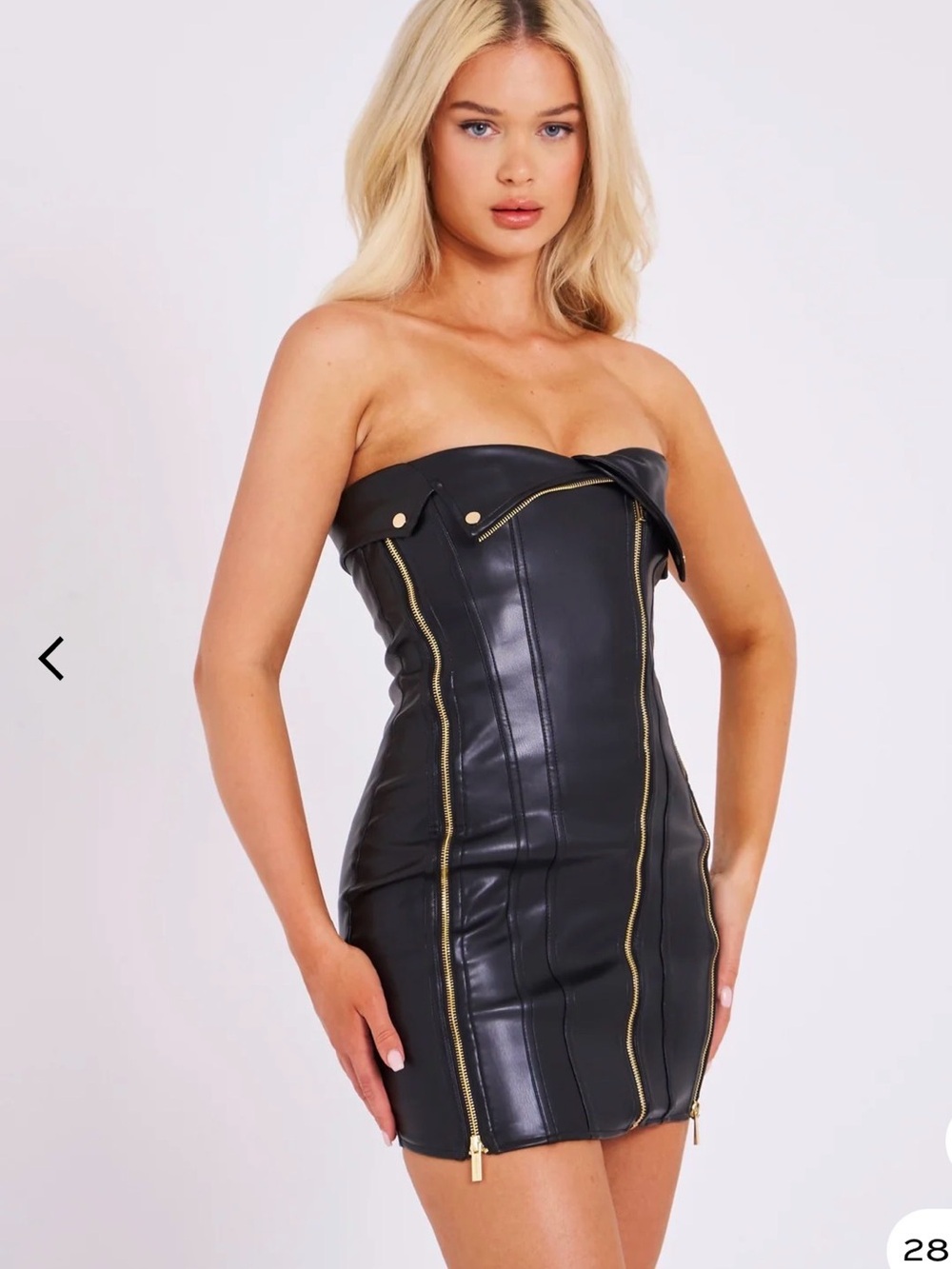 NWT Miss Circle Annora Black Vegan Leather Mini Dress Small